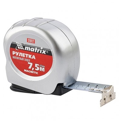 Рулетка Magnetic, 7,5м*25мм магнитный зацеп MATRIX